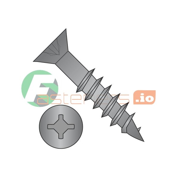 Newport Fasteners Wood Screw, #6, 1-1/4 in, Black Oxide Steel Flat Head Phillips Drive, 9000 PK 320303 - main